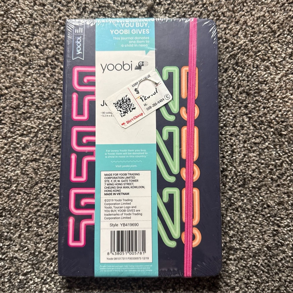 Yoobi Journal Fun Fun Fun - Factory Sealed 80 Page Lined Journal Black Neon